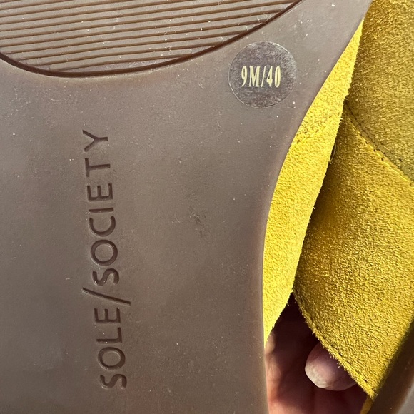 Sole society suede leather yellow flat slides size 9 - Picture 9 of 11